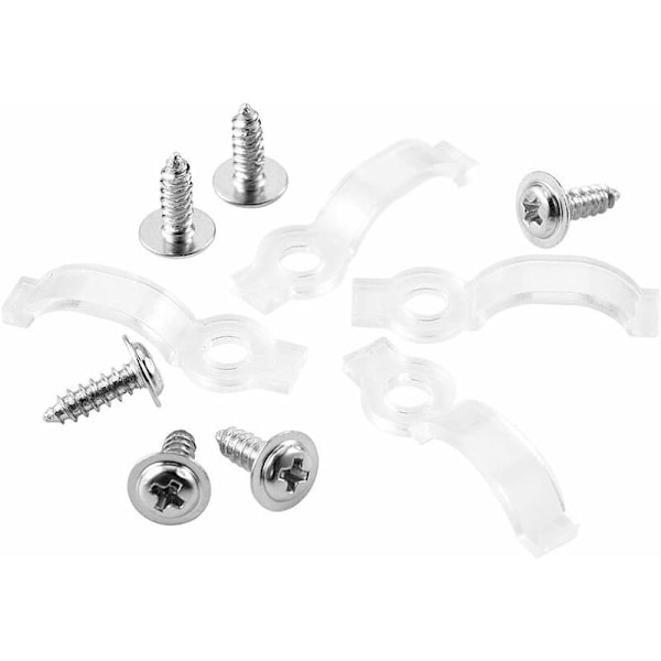 Festeklips for LED-striper 100 monteringsbraketter Klips for LED-striper Skruer inkludert Klar 10mm bred Vanntett LED-stripe KLB