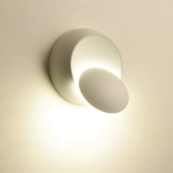 1 stk innendørs vegglamper hvit LED vegglampe 7W moderne vegglampe varm hvit kreativ Eclipse 2 i 1 aluminium vegglampe LED-lampe (hvit)