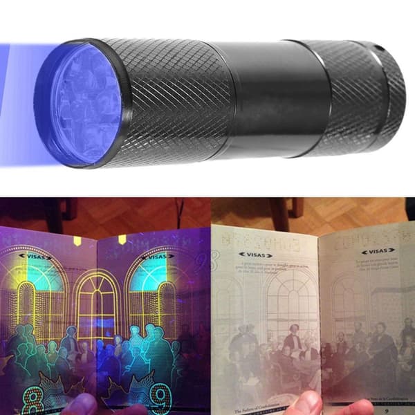 4.5V 9 LED UV-taskulamppu Mini Expert Jade Torch 365-400nm KLB