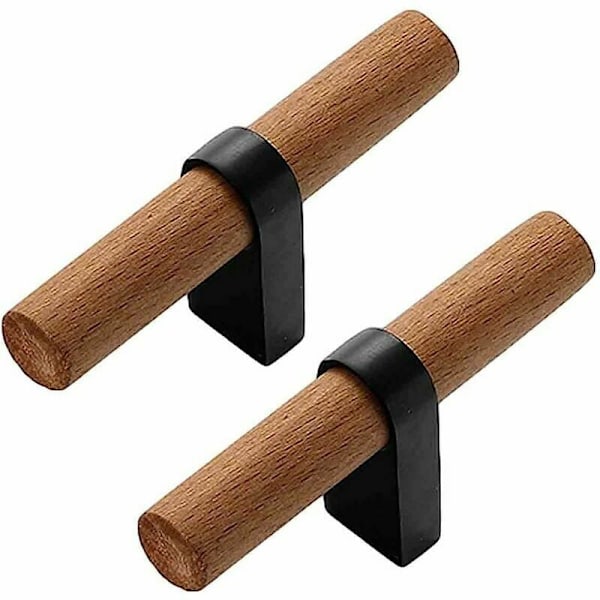 Möbelhandtag i trä, handtag för kökslådor, skåphandtag, dörrknoppar, möbelhandtag (svart hål avstånd 128 mm) KLB