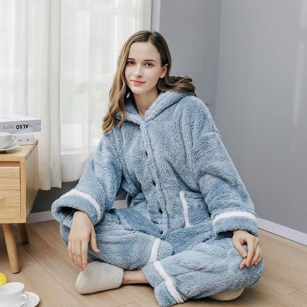 Pyjamas dam, enfärgad huvtröja, långärmad vintertröja, byxor KLB