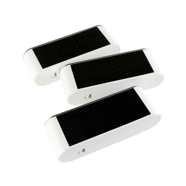 Husholdnings LED-spejl, multifunktionelt elektronisk ur, husholdningstermometer (hvid