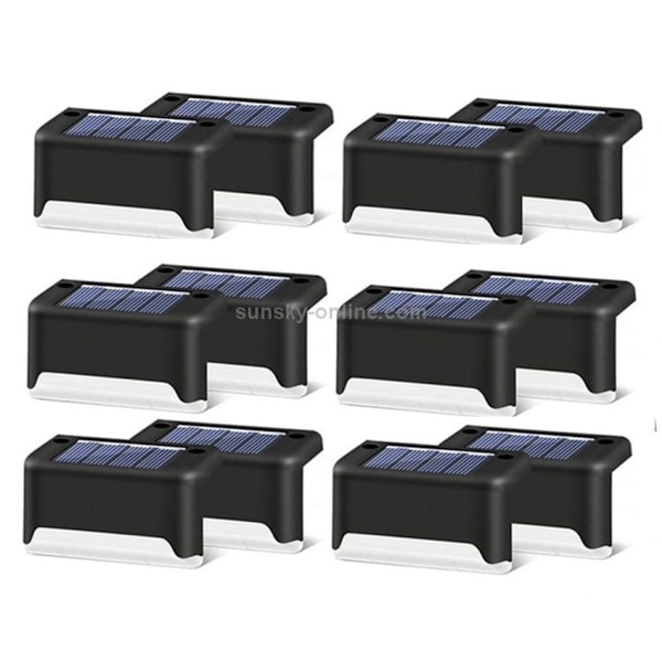 12 stk. Solcelle LED Trin Lys Guide Lys Udendørs Have Trappe