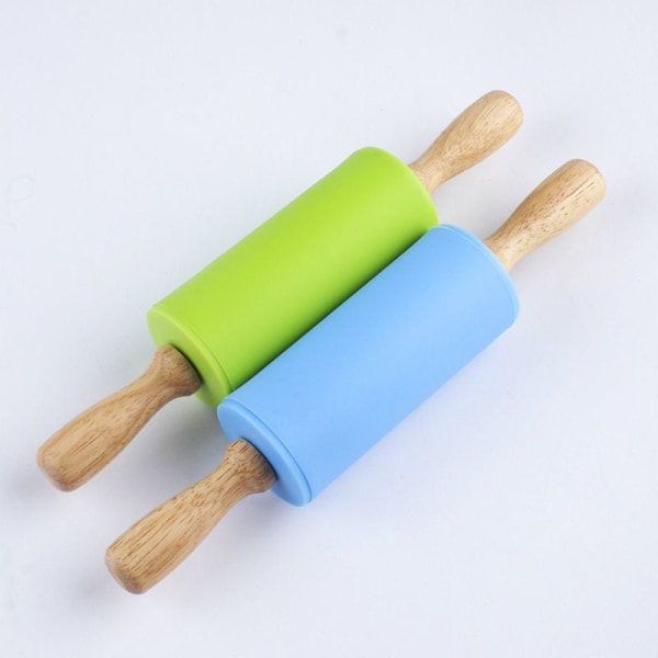 Antigrøn kagerulle -Klæbende silikoneskaloverflade træhåndtag -
