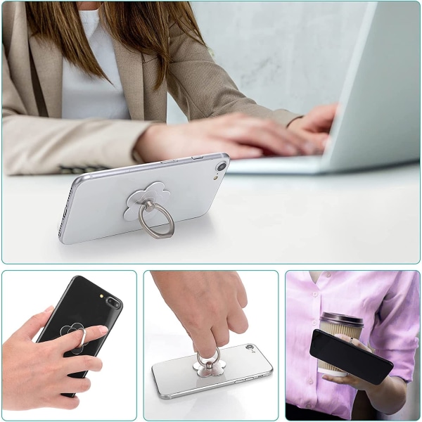 5 stk (Bat Silver Edge) Finger Ring Holder, Mobiltelefon Ring Holder, 360° 180° Rotasjon Universell Metall Finger Holder, Telefon Kickstand Kompatibel med