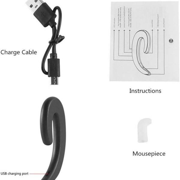 3C Lette Ørekrok Trådløse Bluetooth-hodetelefoner, Smertefri Svart
