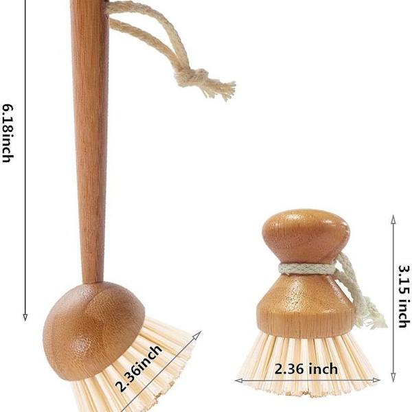 Diskborste, bambu diskborste, klassisk retrostil, naturligt trä för kök, badrum
