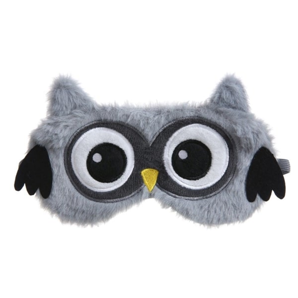 Owl Plush Sleep Mask (19×11cm, Grå), 3D Plysj Barn Nattmaske Søt Morsom tegneserie Barn Søvnmaske Voksen søvnlur