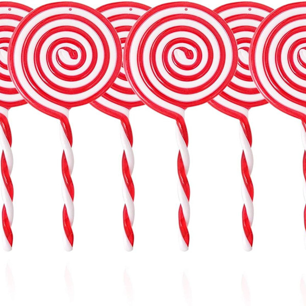 Julepyntsett med lollipops, 6 stk. Juletrær Lollipop KLB