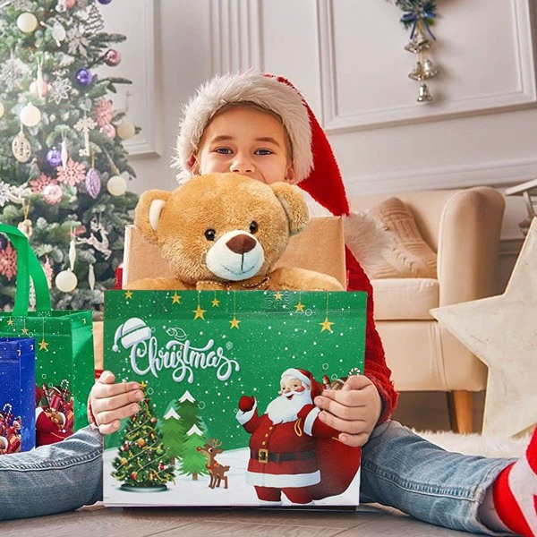 Store julegaveposer, juleindkøbsposer til gaver, Grøn