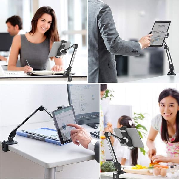 iPad skrivebordsholder, flat holder, multi-vinkel justerbar flat