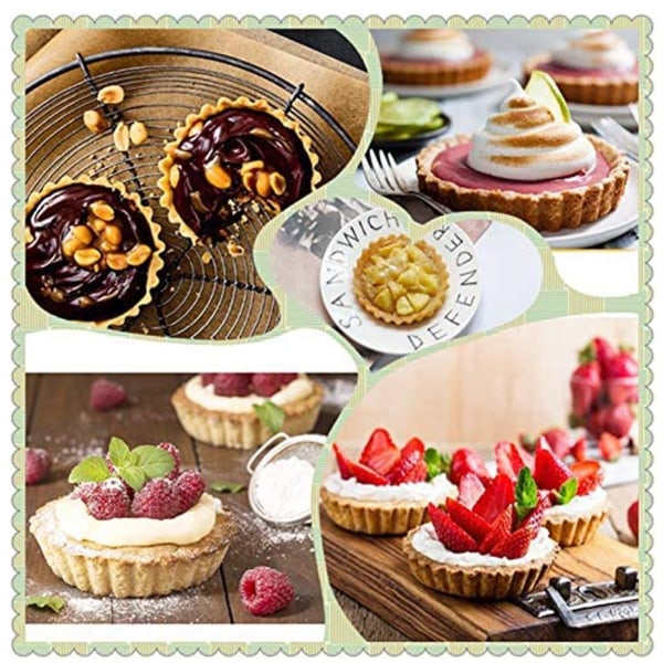 Pakke med 6 Non-Stick Heavy Duty Tart Pan med Avtagbar Bunn Gull KLB