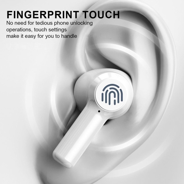 Trådlösa hörlurar, Bluetooth hörlurar, IPX6 vit
