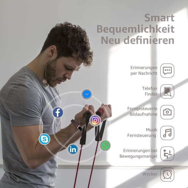 Älykäs kello naisille ja miehille kuntoilukello 1,10 tuuman AMOLED-kosketusnäytöllä