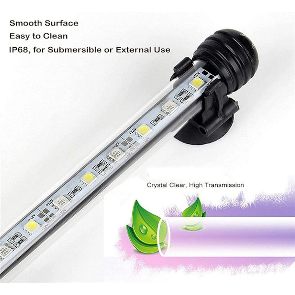 LED-akvarielampe, fiskebaksbelysning, energibesparende akvarielampe, 9 LED'er, ingen støj (blå og hvid, 18 cm)