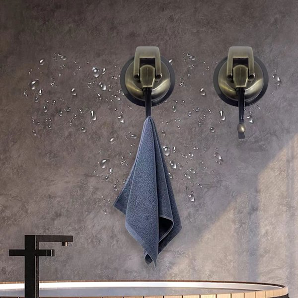 Sug kop krog, stærk og robust krog, vakuum sugekop brusekrog, genanvendelig, badeværelse, køkken, toilet, (2 stk., bronze)
