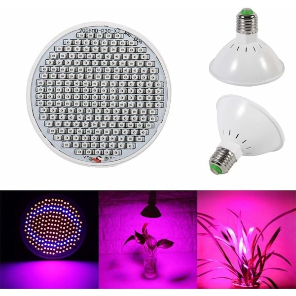 24W 200-LED Veg Grow Light E27 Hydroponic Flower Grow Flowering Bloom Lamps 85265V for Indoor Plants KLB