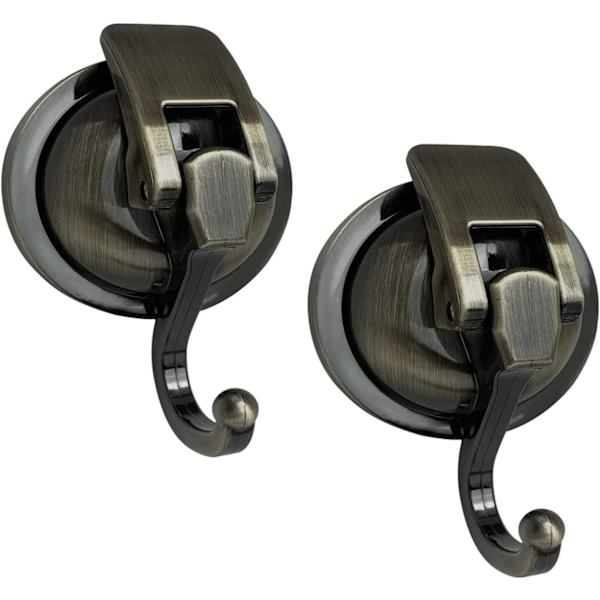 Sug kop krog, stærk og robust krog, vakuum sugekop brusekrog, genanvendelig, badeværelse, køkken, toilet, (2 stk., bronze)