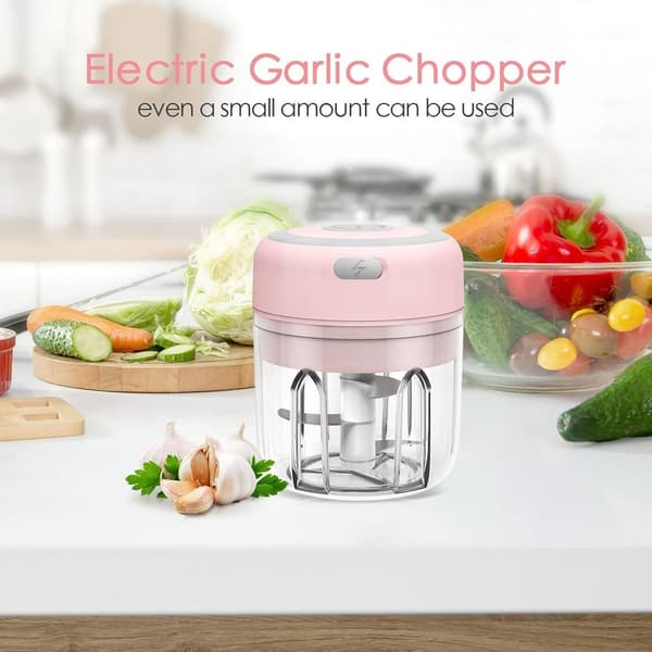 Elektrisk mini hvidløgsslicer, slicer og hakker pink