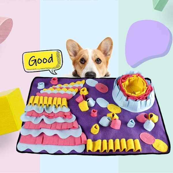 Snuffelmatta för hundar, hundmatningsmatta för hundar, hundmatningsmatta för långsam ätning, pedagogisk matta för träning av husdjurs luktsinne (70 x 50 cm) KLB