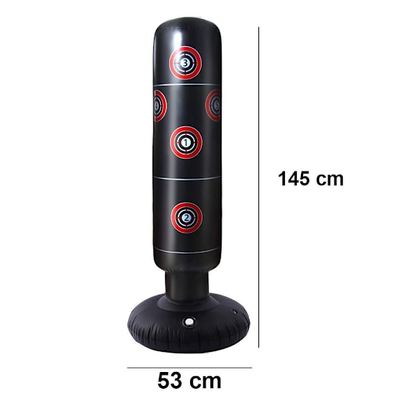 Uppblåsbar boxningssäck - Fristående boxningssäck för barn - Träningsmål, 145cm