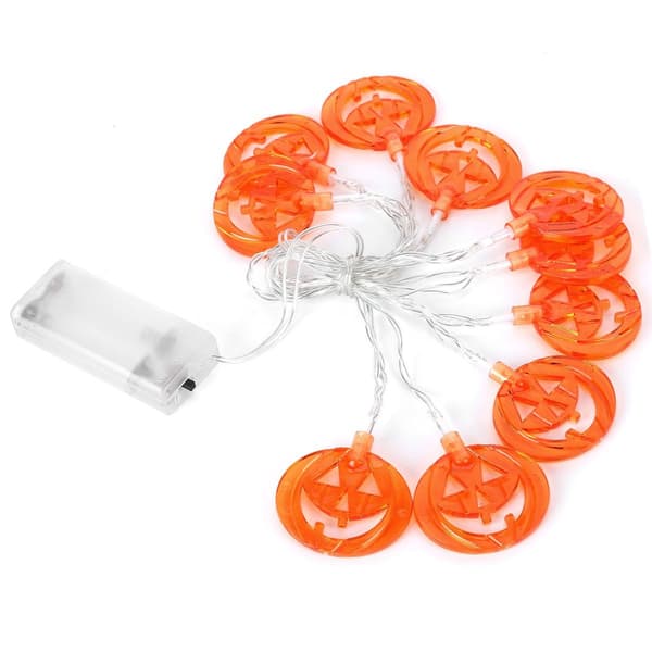 2m flade græskar lyskæde 10 LED dekorative Halloween lys KLB