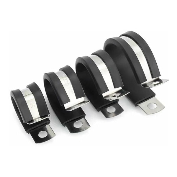 P-Clips tube fixing clamps with rubber insert choice: Ø 26mm / Band 15mm, 10 Pieces KLB