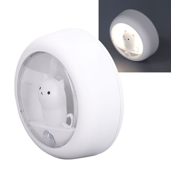 LED-nattlys med bevegelsessensor, katteform, USB-lading, KLB