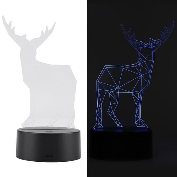 3D Elgmønster Natlys Akryl Panel Lampe Base + USB KLB