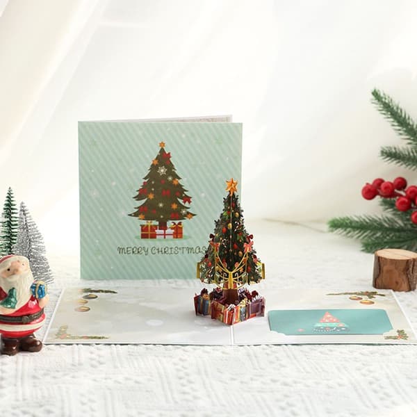 Julgranspop-up julkort 3D pop-up gratulationskort för vinterjul