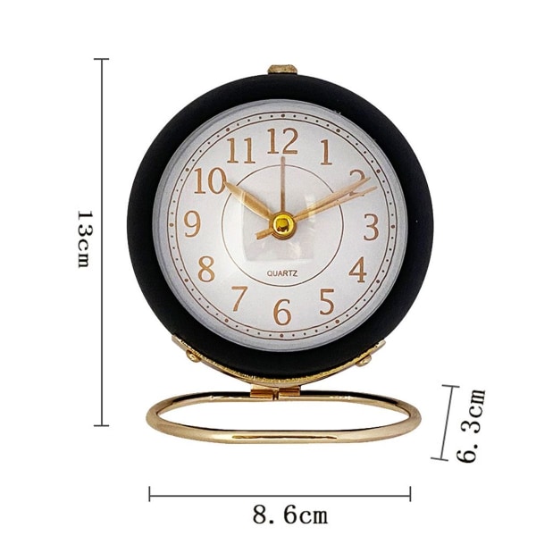Liten bordsur, klassisk bordsur för barnrum, analog alarm, svart