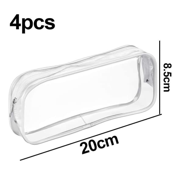 Transparent PVC pennfodral, stor kapacitet, vit