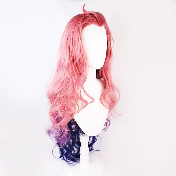 Rosa Evolution Blå Lila Lolita Lång Lockig Hårnål Hästsvans Cosplay Peruk