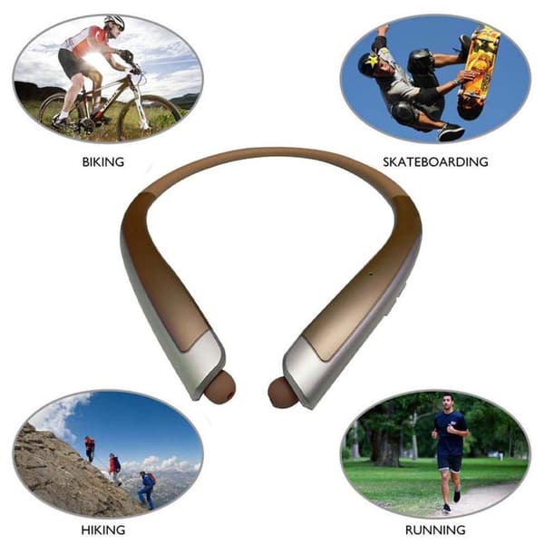 Bluetooth-hörlurar, trådlöst nackband sportheadset med guld