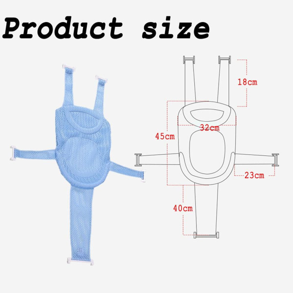 Justerbar babybadstol stöd mesh badnät bärare blå KLB