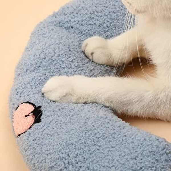 Lille pude til katte, ultra blød og fluffy beroligende legetøj til kæledyr, halv donut cuddler til led lindring, forbedre søvn, maskinvaskbar.