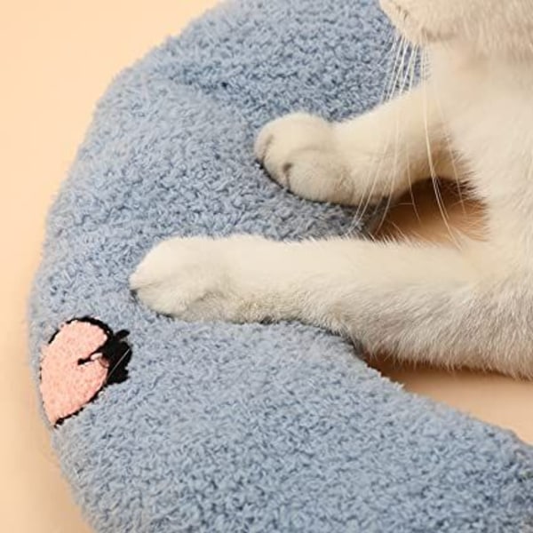 Lille pude til katte, ultrablødt og fluffy beroligende legetøj til kæledyr, Halv donut cuddler til ledaflastning, forbedre søvnen, maskinvaskbar.