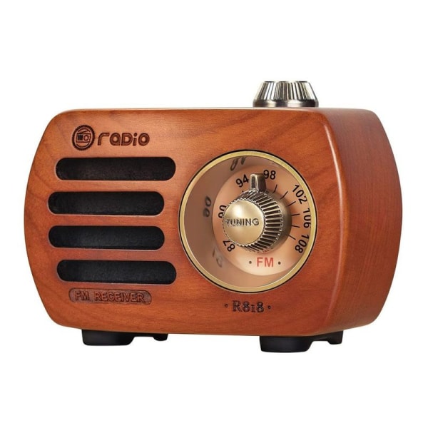 PRUNUS R-818 puinen retroradio Bluetooth kaiuttimella, kannettava FM VHF