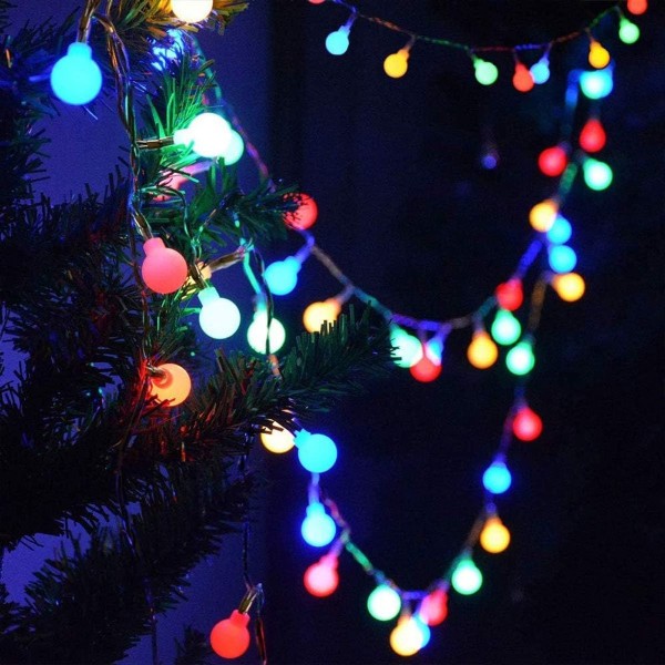 Utendørs eventyrlys fargerike lyspærer, 12M 100 LED, juleeventyrlys KLB