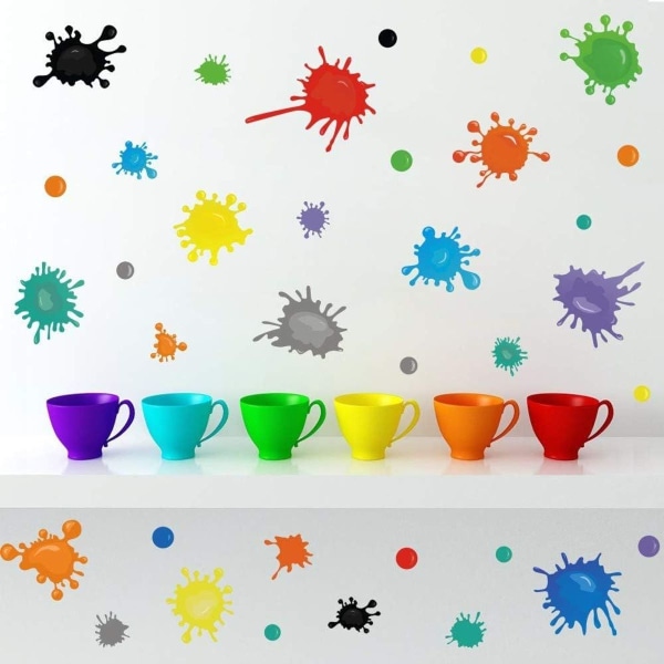 Wallstickers med flerfärgade färger, wallstickers med stänk och fläckar för d KLB
