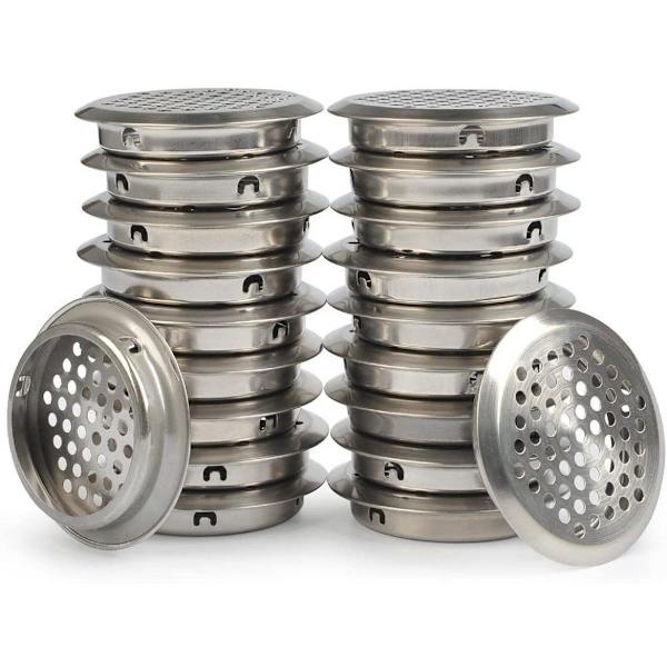 50-pack ventilationsgaller, ventilationshål i rostfritt stål, ventilationsgaller, runda