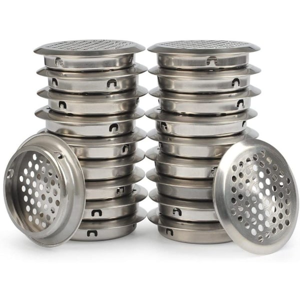 Pakke med 50 ventilationsgitre, rustfrit stål ventilationshul, ventilationsgitre, runde