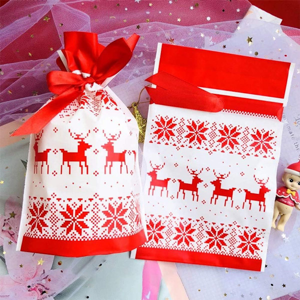 Julklappspåsar med dragsko 50 st per förpackning Festlig Röd KLB