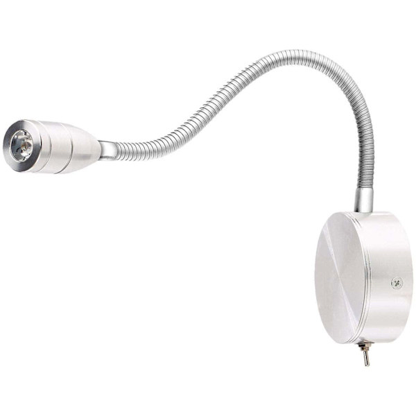 Svanhals sänglampa, LED-säng- och läslampa med svanhals, väggmontering, 3W, kallvitt