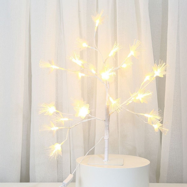 24LEDs vit fiberoptisk blomma träd blomma bonsai ljus KLB