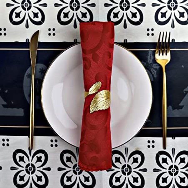 12 st guld blad servettringar för födelsedag, årsdag, jul, påsk, höst, halloween, tacksägelse, festbord.