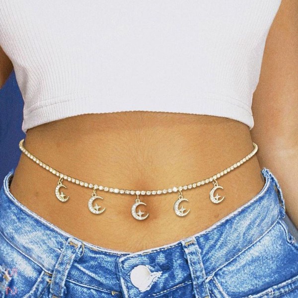Taljekæde Crystal Belly Body Chains Moon Beach Fashion Talje smykker KLB