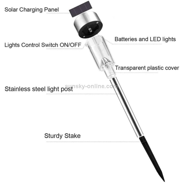 10 stk. Rustfrit Stål Solcelle Have Lamper Udendørs Belysning LED Jord Stik Have Lamper