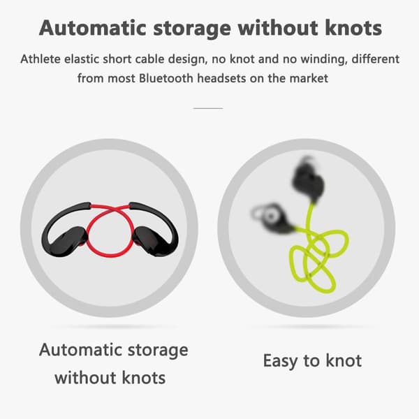Bluetooth-hodetelefoner, sportshodetelefoner, vanntette, 12 røde