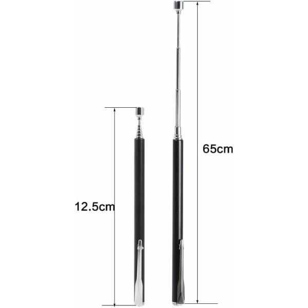 Teleskopisk magnetisk bærbar nem opsamlingsstang forlængende magnet håndholdt værktøj (sort) KLB